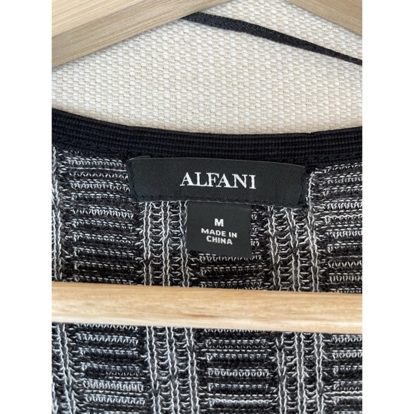 Alfani Open Front 3/4 Sleeve Cardigan Gray Black Womens Size Medium Cotton Blend - Picture 12 of 12